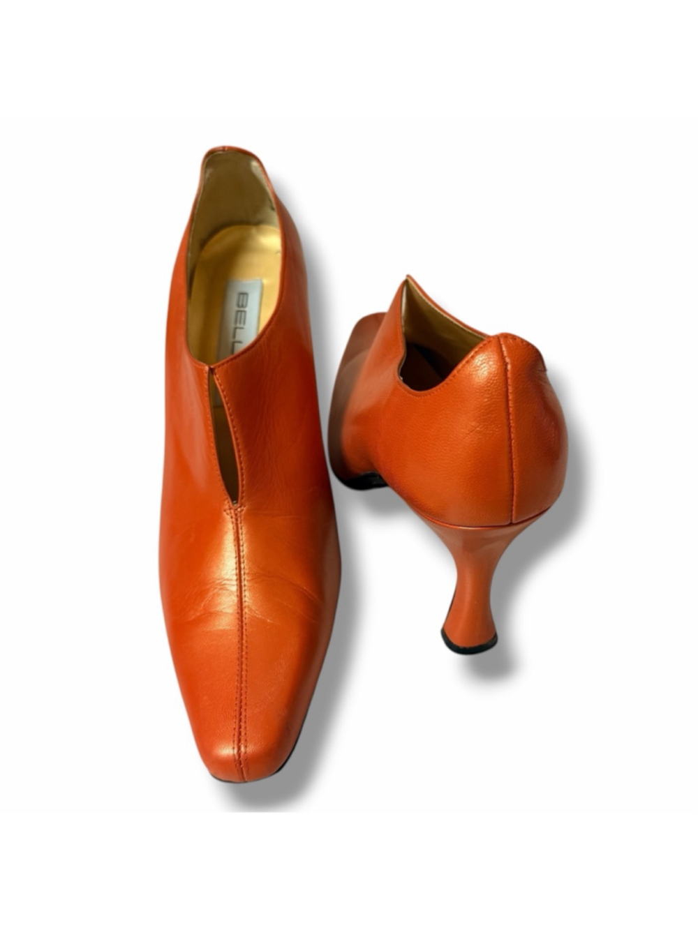Bellini Orange Leather Kitten Heel Pumps Women’s Size 10M Pointed Toe Slip On - Picture 14 of 16